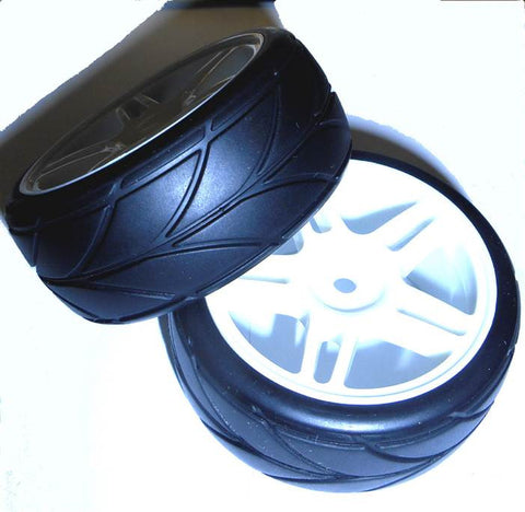 02020 1/10 On Road RC Car Wheels and Tyres x 2 White