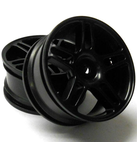 02228BK 1/10 On Road RC Car Wheels Wheel Rims Plastic x 2 Black Star