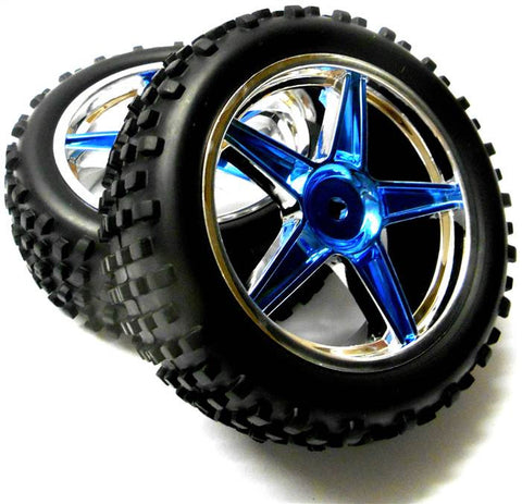 06010 1/10 Off Road RC Buggy Front Wheels / Tyre Blue