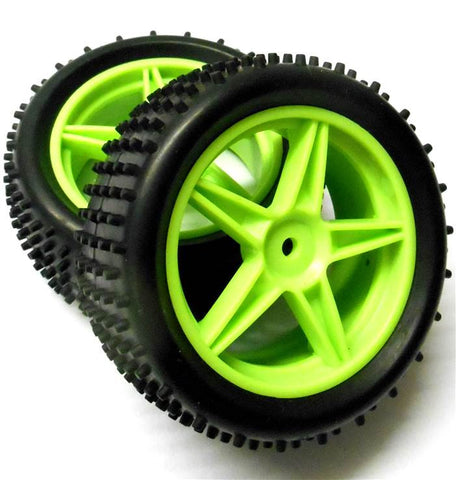 06010 1/10 Off Road RC Buggy Front Wheels / Tyre Green