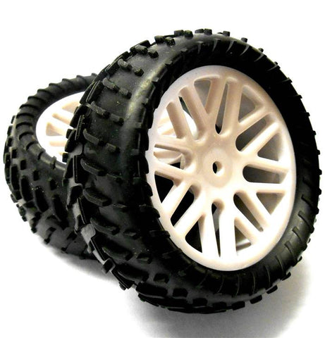 06026V 1/10 RC Buggy Rear Wheels and Tyres x2 White