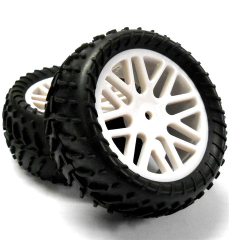 06026V 1/10 Scale RC Buggy Rear Wheels and Tyres x2 White
