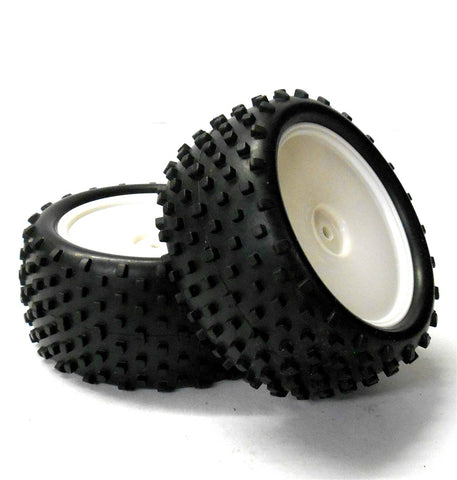 06029 1.10 Scale Off Road RC Rear Wheels and Tyres x2 White Disc