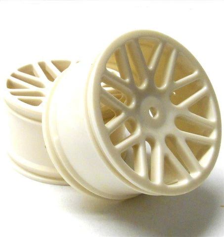 06102 1/10 Scale Rear Wheels Wheel Rim x 2 White 16 Spoke HSP