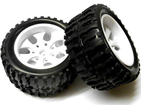 08010N 1/10 Scale Off Road Monster Truck Tyre & Wheel x 2 White