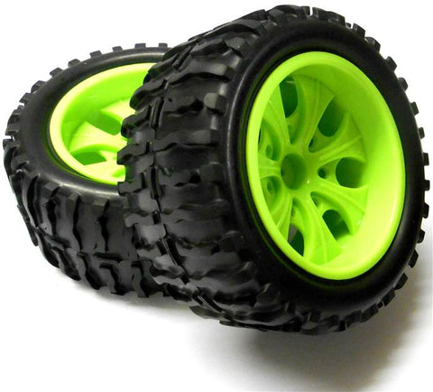08010N 1/10 Off Road Monster Truck Tyre & Wheel Green