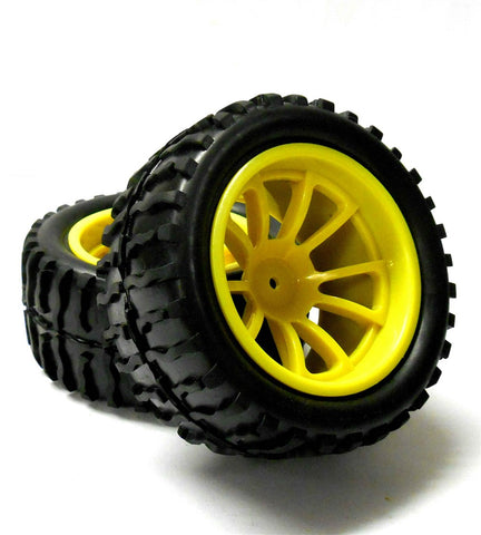08010YSPK 1.10 Scale Off Road Monster Truck Tyre and Wheel x 2 Yellow