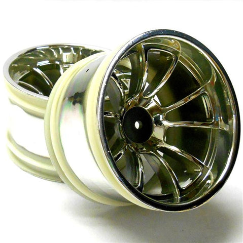 08044 1/10 Scale Monster Truck Wheel Rim Chrome HSP x 2