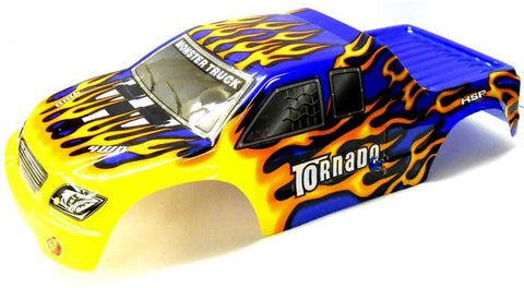 08301 1/8 Scale RC Nitro Monster Truck Body Shell Cover Blue Flame Cut
