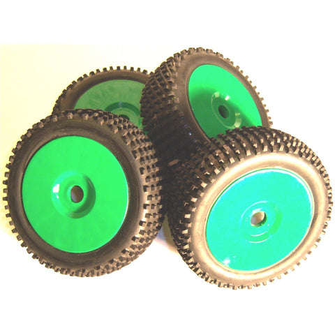 B7034G RC Nitro Buggy 1/8 Off Road Wheels and Tyre 17mm Green 4
