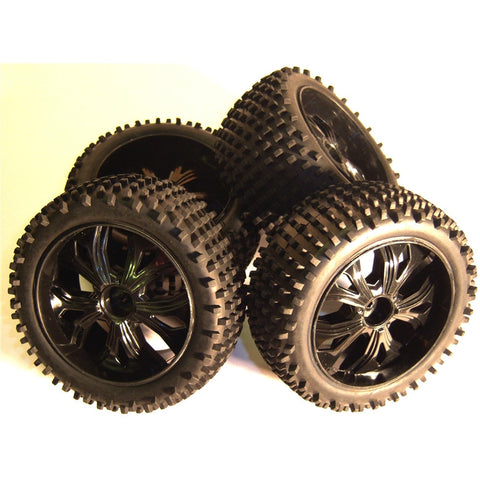 BS937-001/2 1/10 Scale RC Buggy Off Road Wheels and Tyres x 4 BLACK