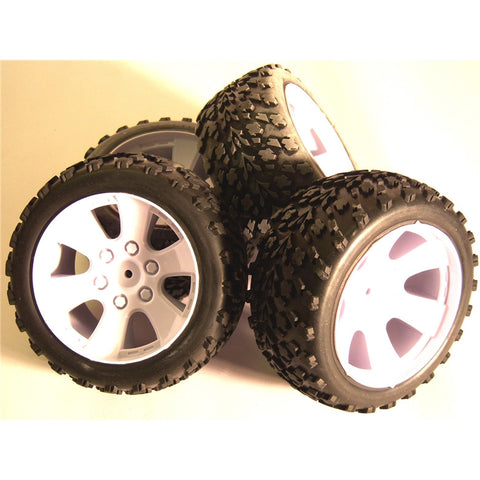 BS903-001 1/10 Scale Off Road Buggy Wheels and Tyres 4 White