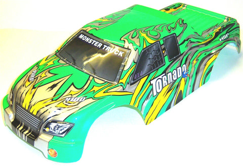08308 1/8 Scale RC Nitro Monster Truck Body Shell Cover Green V2 Cut