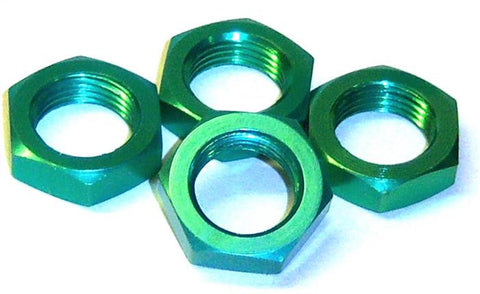 183158 1/8 Scale Buggy M17 17mm Alloy Aluminium Wheel Lock Nuts x 4 Green