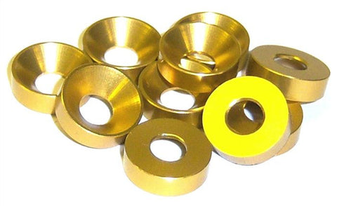 L1435 M3 3mm Countersunk Washer Alloy Aluminium Yellow x 10