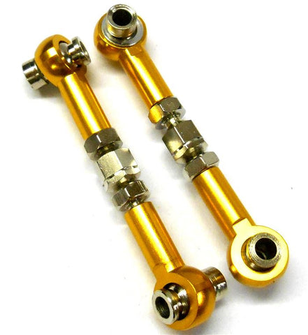 102017G 1/10 RC Alloy Link Arm Pulling Arm Track Rods 2 Yellow 33mm - 43mm 02157
