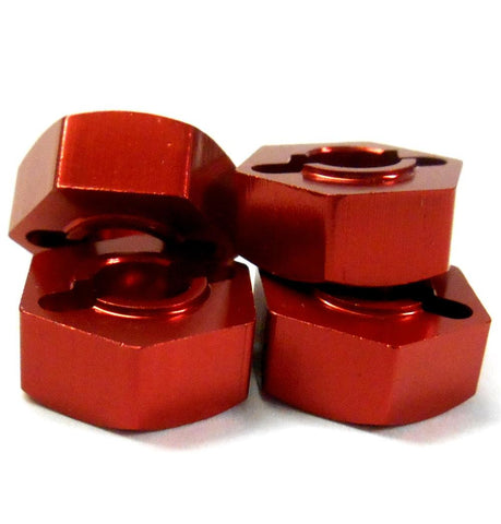 102042R 02134 1/10 Aluminium Alloy Pin Drive Wheel Hex Hub 12mm M12 Red x 4