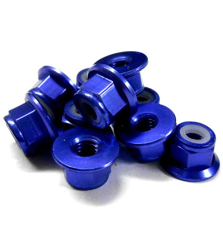 102049BL 1/10 RC Car Alloy M4 4mm Thread Nylon Lock Nuts x 10 Navy Blue Flanged