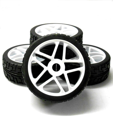 180087 1/8 Scale On Road Buggy RC Star Wheels and Tyres White x 4