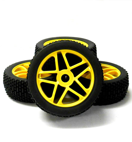 180098 1/8 Scale Off Road Buggy RC Star Wheels and Tyres Yellow x 4