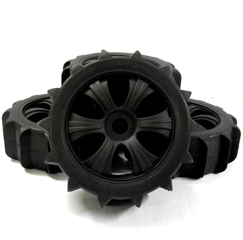 18102 1/8 Scale Sand Snow Buggy RC 6 Spoke Wheels and Tyres Black x 4