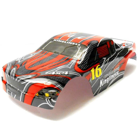 18605 Off Road Nitro RC 1/16 Scale Monster Truck Body Shell Cover Red Cut