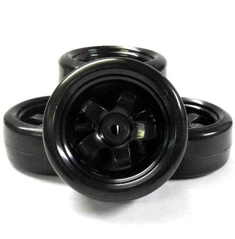 A290142 1/10 Scale On Road Hard Drift Tread Car RC Wheels Tyres 5 Spoke Black 4