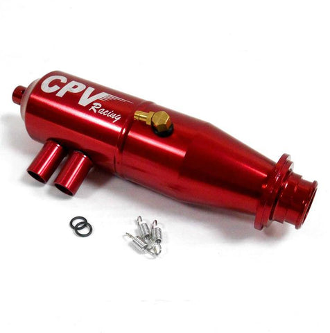 51911R 1.10 Scale RC Alloy Red Adjustable Exhaust Pipe Muffler Two Chamber