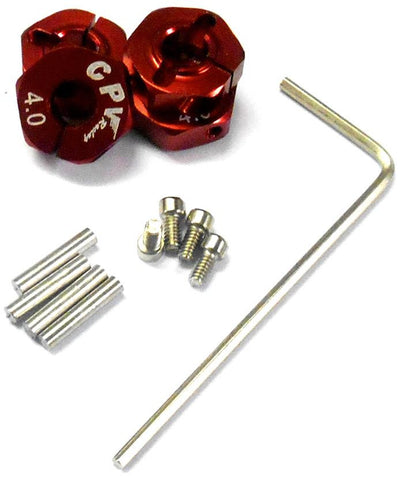 57804R 1/10 Scale RC Car M12 12mm Alloy Wheel Locking Hubs Adapter Nut Red 4mm