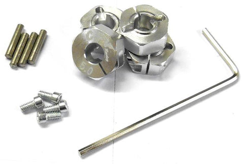 57805S 1/10 Scale RC M12 12mm Alloy Wheel Locking Hubs Adapter Nut Silver 5mm