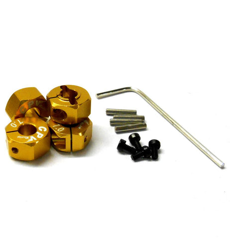 57807A 1/10 Scale RC M12 12mm Alloy Wheel Locking Hubs Adapter Nut Yellow 7mm