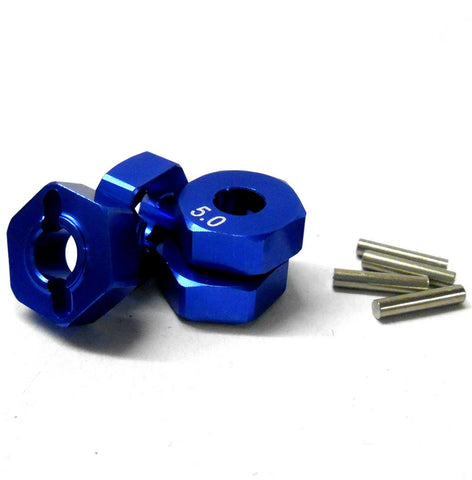 57815B 1/10 Scale RC M12 12mm Alloy Wheel Adaptors With Pins Nut Blue 5mm Wide