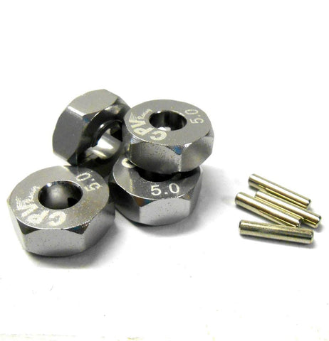 57815T 1/10 Scale RC M12 12mm Alloy Wheel Adaptors With Pins Nut Titanium 5mm