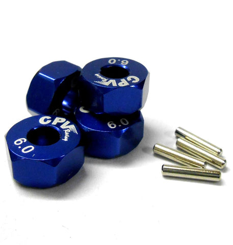 57816B 1/10 Scale RC M12 12mm Alloy Wheel Adaptors With Pins Nut Blue 6mm Wide
