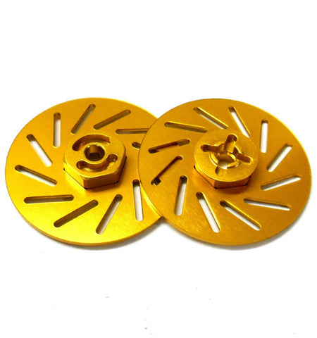 57822LA 1/10 RC M12 12mm Alloy Wheel Adaptors With Brake Disc Yellow 38mm x 2