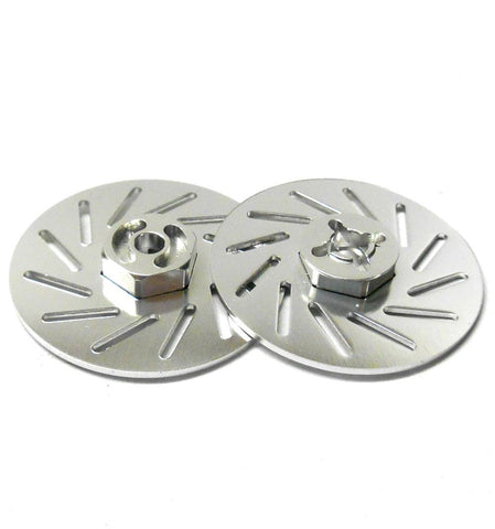 57822LS 1/10 RC M12 12mm Alloy Wheel Adaptors With Brake Disc Silver 38mm x 2