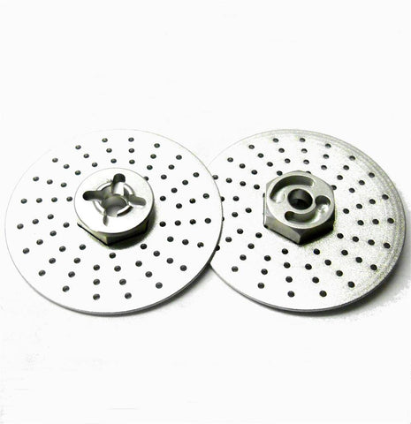 57823LS 1/10 RC M12 12mm Alloy Wheel Adaptors With Brake Disc Silver 38mm x 2