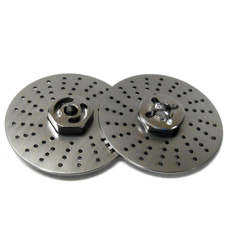 57823LT 1/10 RC M12 12mm Alloy Wheel Adaptors With Brake Disc Titanium 38mm x 2