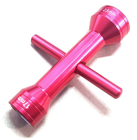 60109R 1/5 1/8 Two Way Large Cross Wheel Nut Socket Wrench 17mm 23mm Red Alloy