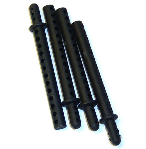 62013 RC Black Body Posts Shell Mounts x 4 Plastic - 77.5mm End to End - 6.5mm Diameter.