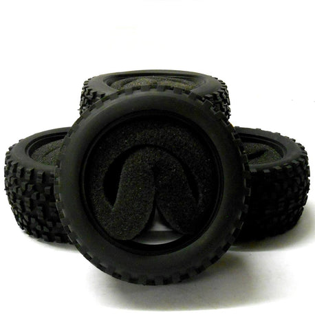 A66003/013T 1/10 OffRoad Front Rear RC Rubber Tyres Black 4 Foam Inserts