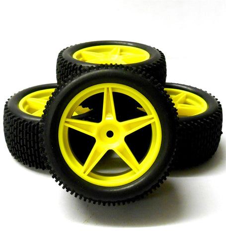 A66045/059 1/10 Off Road Front Rear RC Wheels Tyres 5 Spoke Yellow x 4