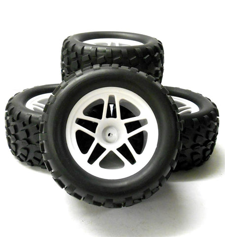 8091 1/10 Scale Monster Truck Wheel and Tyre Rim White x 4 Star