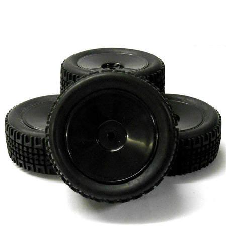 8093 1/10 Scale Off Road Monster Truck Tyre and Wheel Rim Black x 4 08045