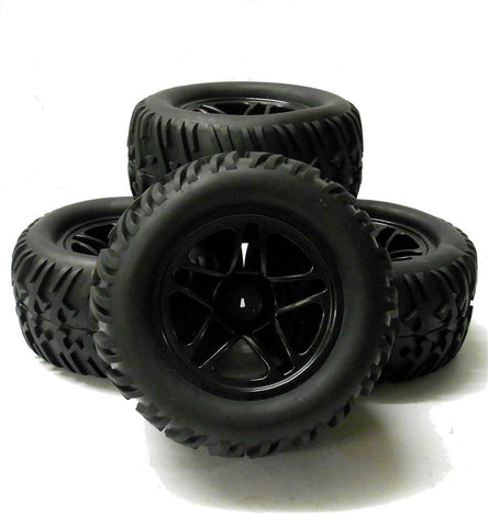8098 1/10 Scale Monster Truck Wheel and Tyre Rim Black x 4 Star