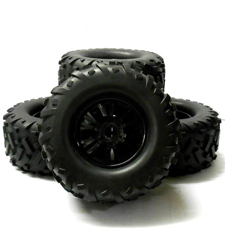 810021 1/8 Scale Off Road RC Wheel and Tyres x 4 Black