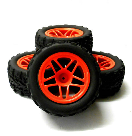 8114R 1.10 Scale Off Road Monster Truck RC Wheels and Tyres Red Star x 4