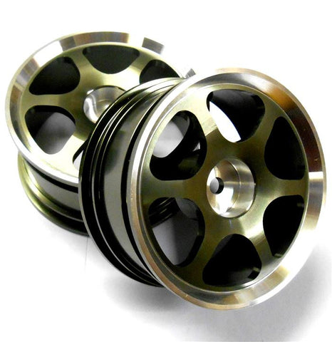 8114T1 1/10 Scale RC Car On Road Touring Wheel Rim Alloy Titanium 6 Spoke x 2