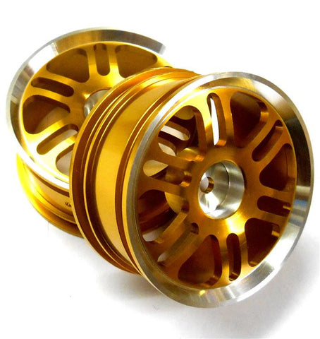 8116A1 1/10 Scale RC Car On Road Touring Wheel Rim Alloy Yellow 6 Spoke x 2
