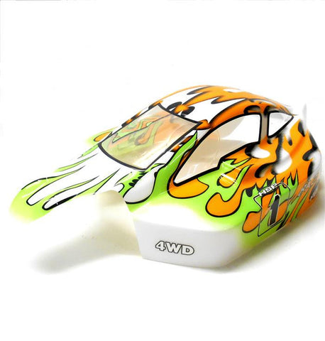 81342 Off Road Nitro RC R/C 1/8 Scale Buggy Body Shell Cover Flame Orange Green